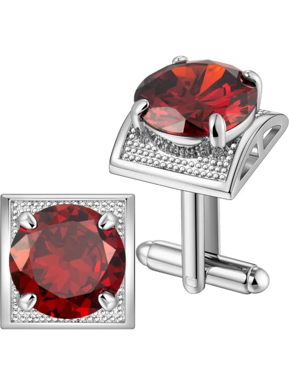 Colorful Gemstone Cuff Links for Men - Stylish Silver Birthstone Accessories for
